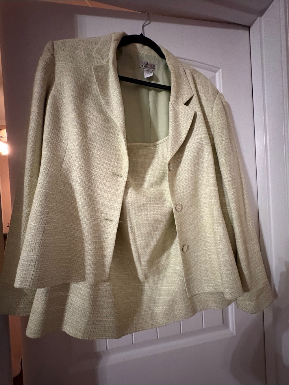 Style & Co. Cream Textured Two-Piece Blazer and Skirt Set